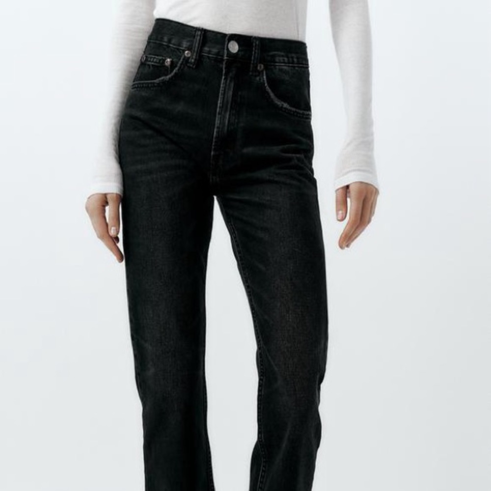 Zara black high waisted straight leg jeans